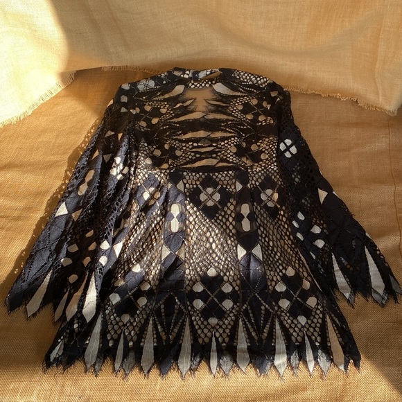 Free People Black Art Deco Lace Mini Dress - Picture 5 of 15